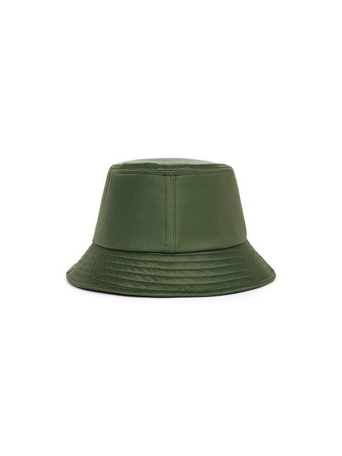 Anon X Alpha Nylon Satin Hat by Alpha Industries, green, recycled leather-like material, bucket hat design.