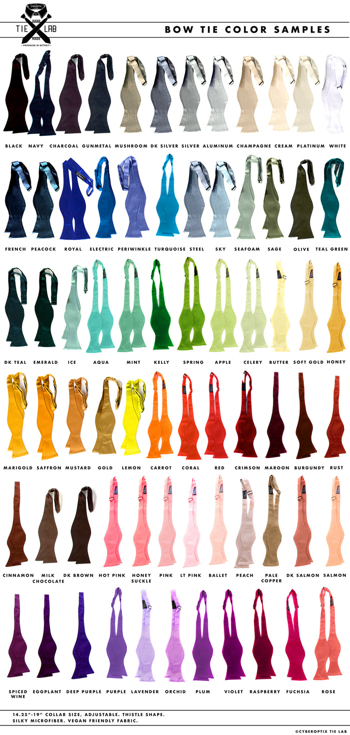 Self Tie Bow Tie color chart, cyberoptix