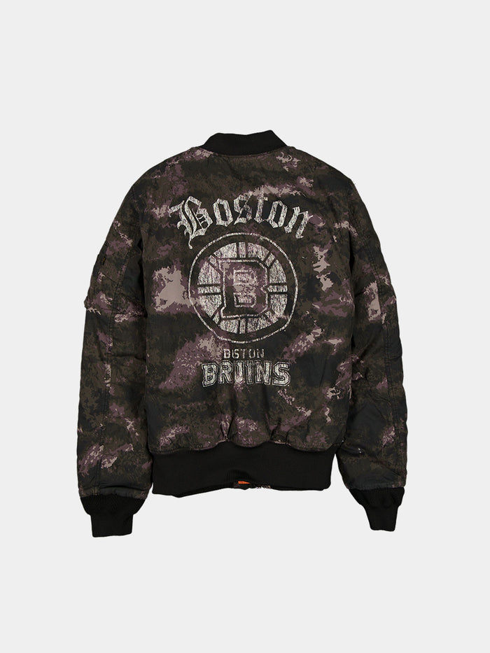 BOSTON BRUINS X ALPHA X NEW ERA MA-1 BOMBER JACKET (BLACK CAMO) OUTERWEAR Alpha Industries