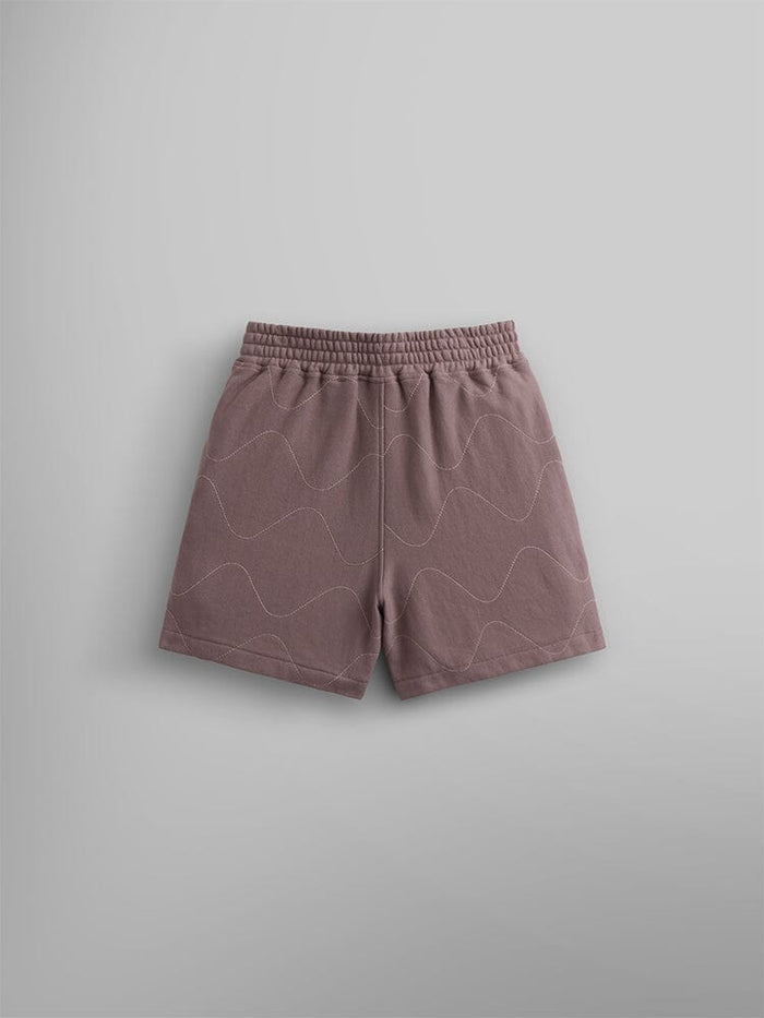 Alpha Industries Womens Quilted Shorts, elastic waistband, wavy quilted patterns, breathable terry fleece.