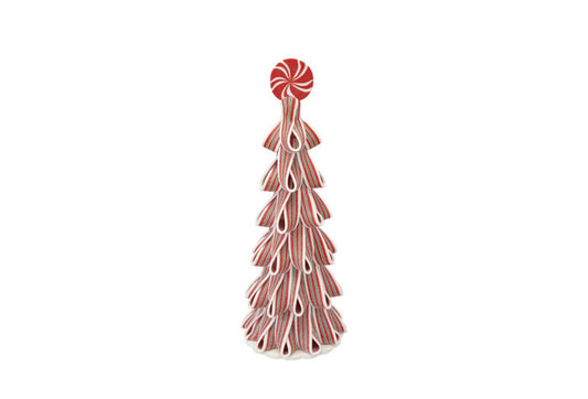 13”H Clay Candy Tree w Glitter, Red White & Green