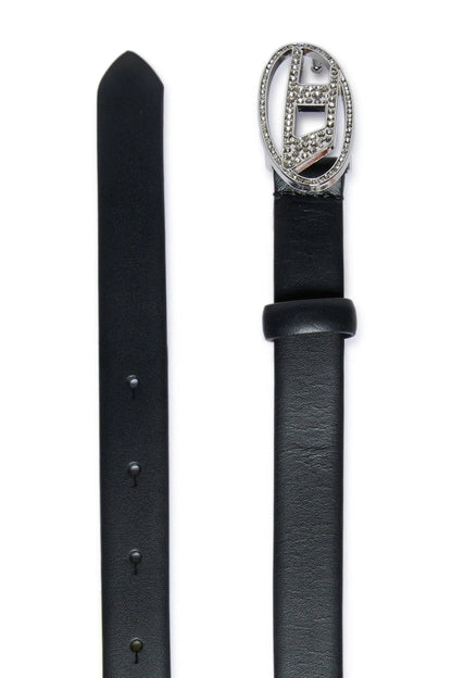 2cm leather belt with jewel buckle