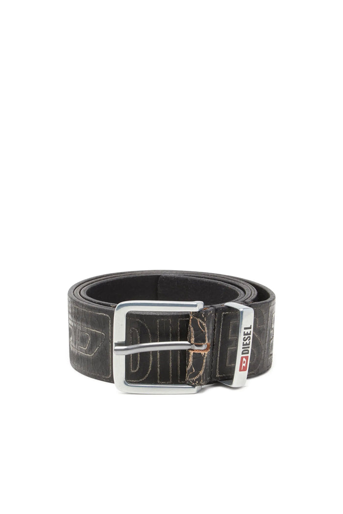 4 cm leather belt with logo