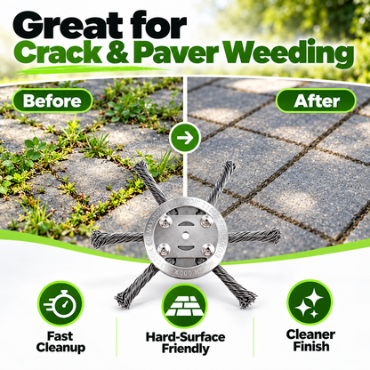Heavy-Duty Steel Wire Brush Trimmer Head – For Weeds, Grass & Paver Gaps