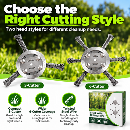 Heavy-Duty Steel Wire Brush Trimmer Head – For Weeds, Grass & Paver Gaps