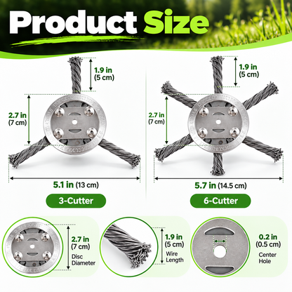 Heavy-Duty Steel Wire Brush Trimmer Head – For Weeds, Grass & Paver Gaps