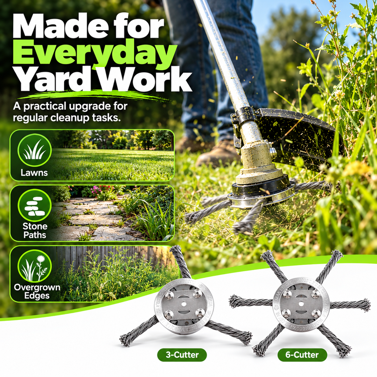 Heavy-Duty Steel Wire Brush Trimmer Head – For Weeds, Grass & Paver Gaps