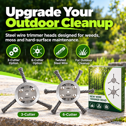 Heavy-Duty Steel Wire Brush Trimmer Head – For Weeds, Grass & Paver Gaps