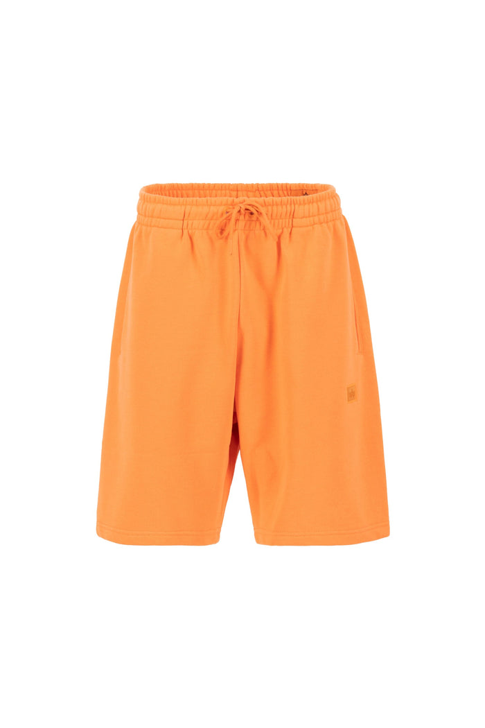 Alpha Essential Relaxed Short by Alpha Industries in orange, cotton blend, elastic waistband, drawstring.
