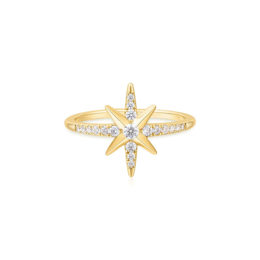 Ania Haie Gold Eight-Pointed Star Signet Ring