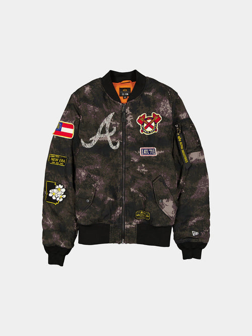 ATLANTA BRAVES X ALPHA X NEW ERA MA-1 BOMBER JACKET (BLACK CAMO) OUTERWEAR Alpha Industries BLACK S