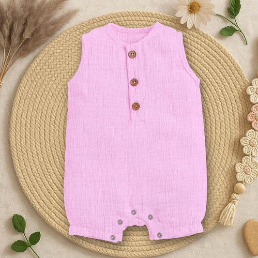Baby Romper | Sleeveless Romper For Girls | Organic Cotton Super Soft Baby Sleepsuit | Pink | Pack of 1