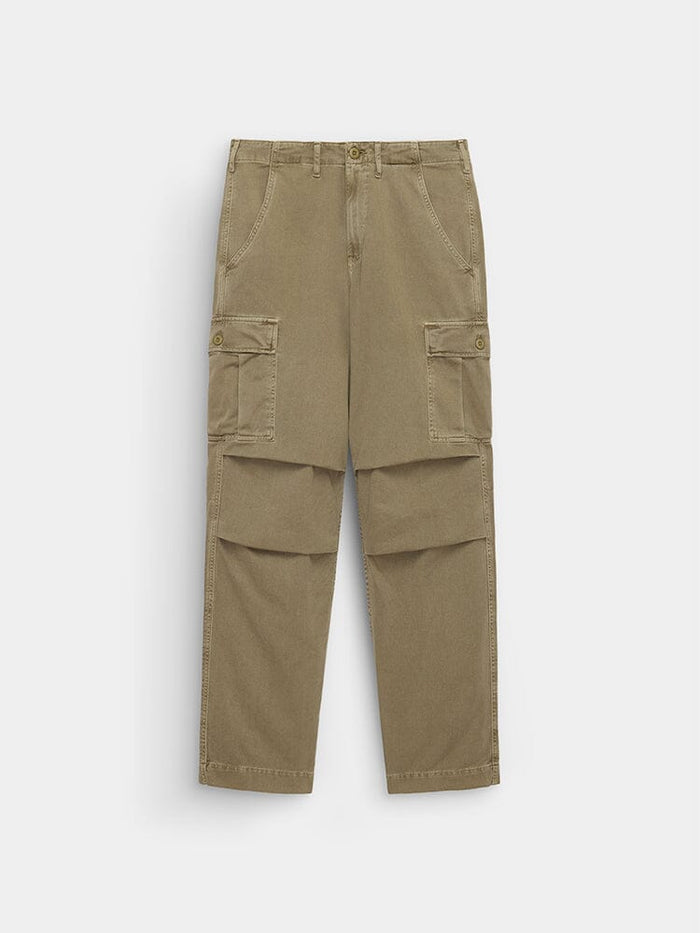 Alpha Industries Bdu Cargo Pant in Vintage Khaki with multiple pockets and button-zip closure.