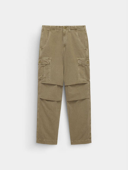 Alpha Industries Bdu Cargo Pant in Vintage Khaki with multiple pockets and button-zip closure.