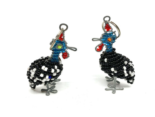 Beaded Guinea Fowl Key Chain