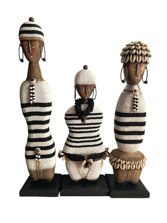 Beaded Namji Doll Black & White Stripe