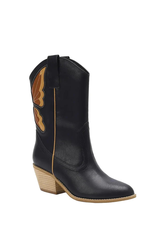 Beast Fashion Butterfly Cut Detail Point Toe Boots