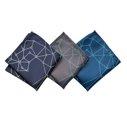 Blockchain Pocket Square, Decentralized Distributed Network Visualization Print, by Cyberoptix