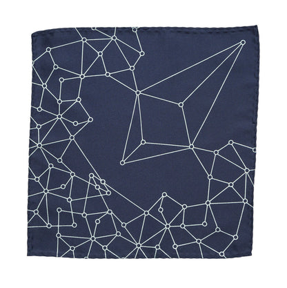 Blockchain Distributed Network Pocket Square, Ice on Navy Blue Print, by Cyberoptix