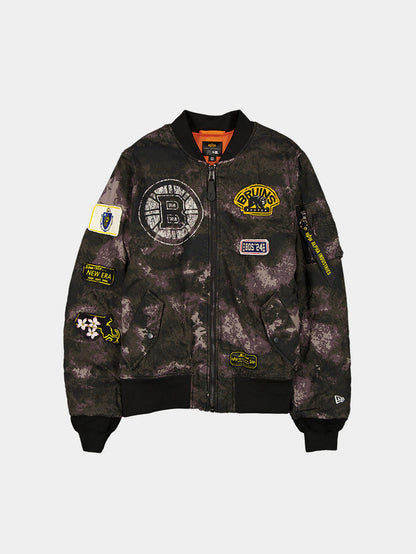 BOSTON BRUINS X ALPHA X NEW ERA MA-1 BOMBER JACKET (BLACK CAMO) OUTERWEAR Alpha Industries BLACK S