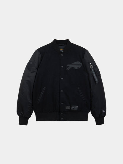 BUFFALO BILLS X ALPHA X NEW ERA WOOL VARSITY MA-1 BOMBER JACKET OUTERWEAR Alpha Industries BLACK S