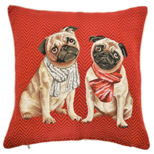 CCOV-PN-PUGRD | PANEL-PUG RED PILLOWCASE/CUSHION COVER 18X18 INCH