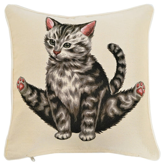 CCOV-PN-YOGAC1 | YOGA CAT 1 PILLOWCASE/CUSHION COVER | DECORATIVE DESIGN FASHION HOME PILLOW 18X18 INCH