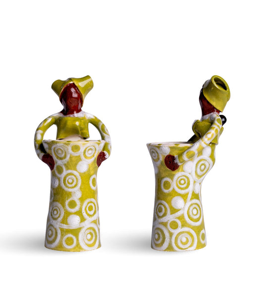 Ceramic African Lady Ubuntu Lime Vase