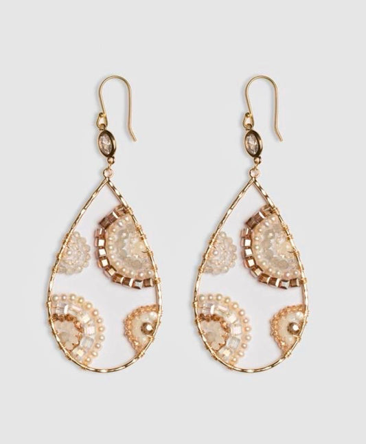 Champagne Quartz Crescent Earrings