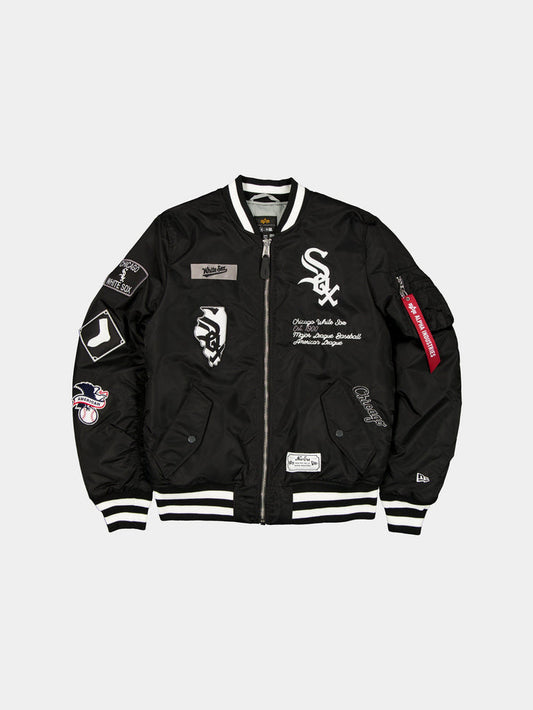 CHICAGO WHITE SOX X ALPHA X NEW ERA MA-1 BOMBER JACKET OUTERWEAR Alpha Industries BLACK/WHITE S