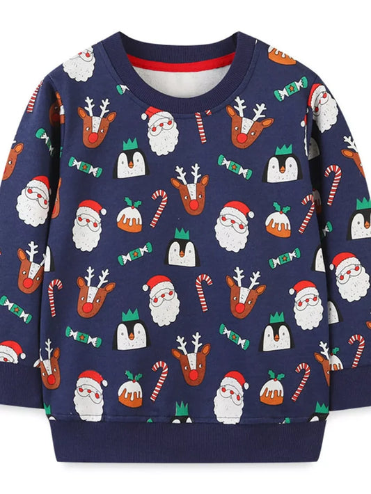 Children's Christmas Print Crew Neck Sweatshirt