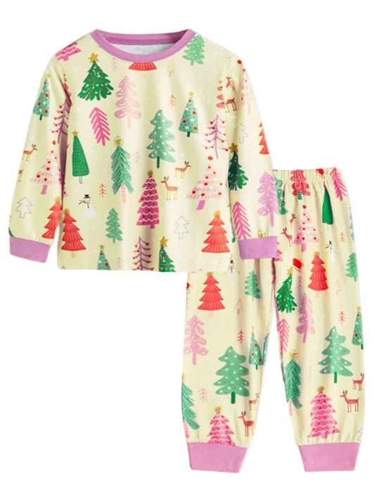 Children's Christmas Tree Print Pajama Set