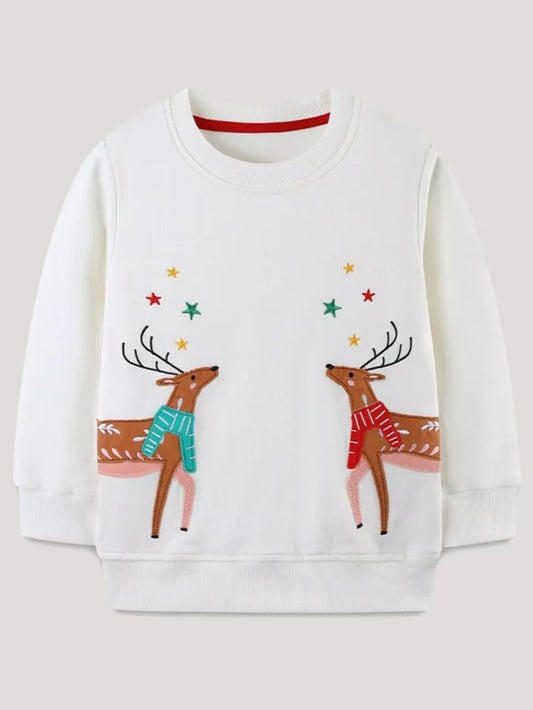 Children's Reindeer Embroidered Sweatshirt