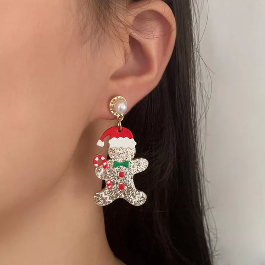 Christmas Gingerbread Man Dangle Earrings