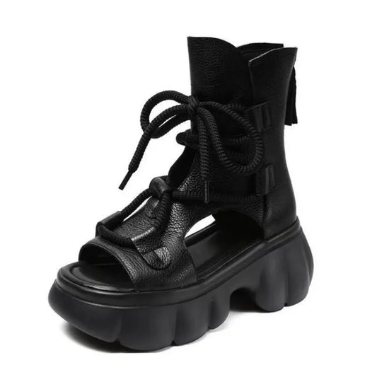 Chunky Platform Lace-Up Sandals