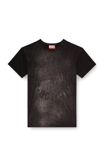 Cotton crew-neck T-shirt with foil print