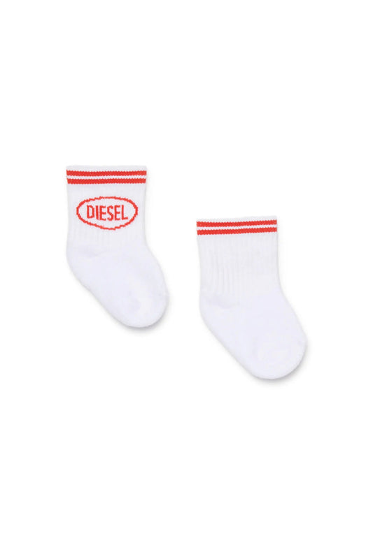 Cotton socks with striped cuffs
