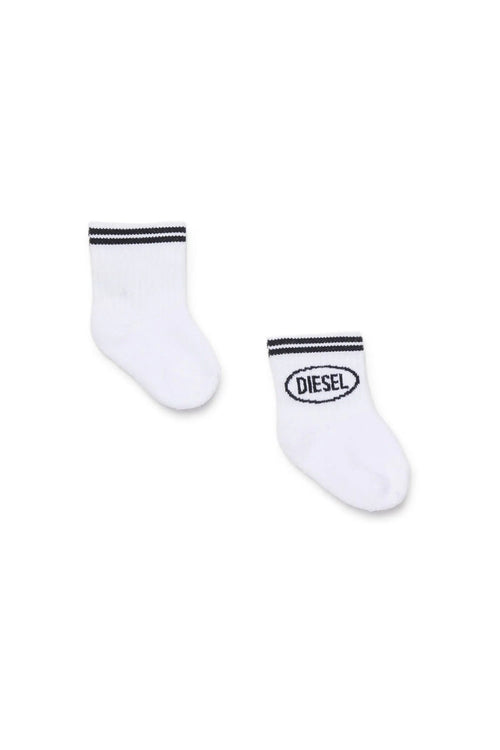 Cotton socks with striped cuffs