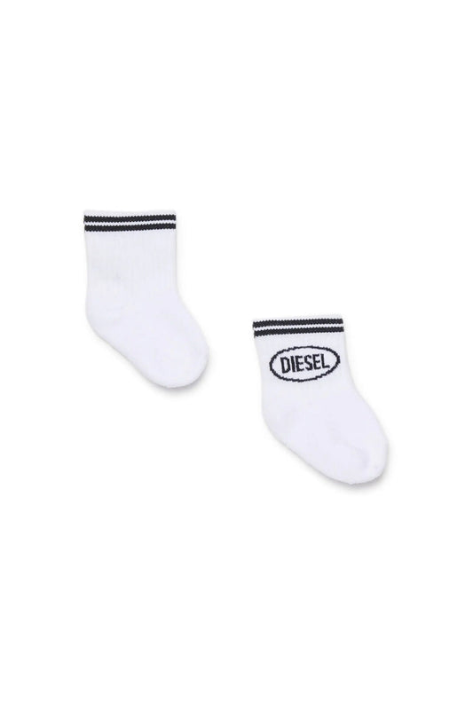 Cotton socks with striped cuffs