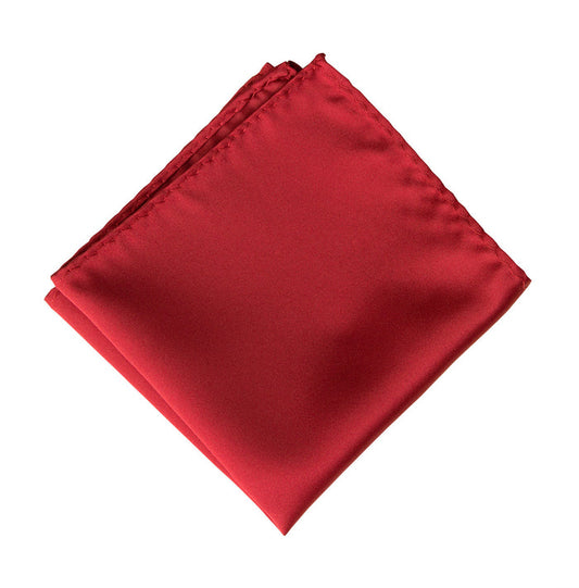 Crimson Pocket Square. Solid Color Medium Red Satin Finish, No Print, by Cyberoptix