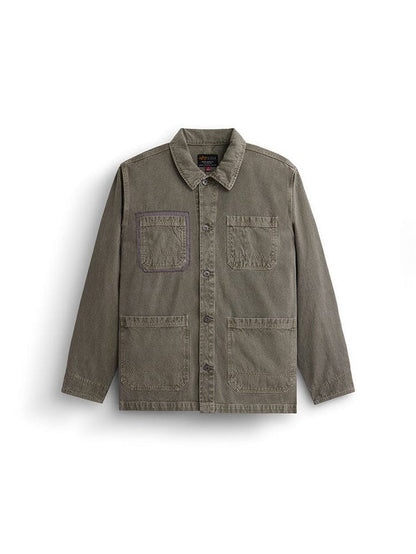 Alpha Industries Ctn Chore Coat, OG-107 Green, garment washed cotton, four front patch pockets, button closure, pointed collar.