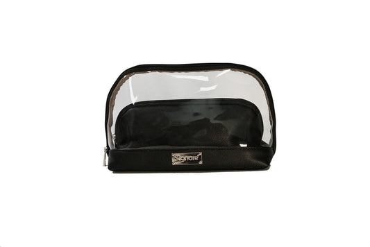 CTOIL2-BLK | CLEAR TOILETRY BAG SET 2 BAGS - BLACK