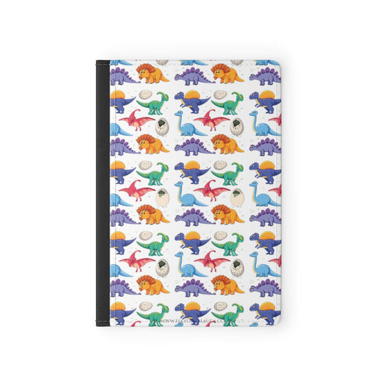 Cute Dinosaurs - Premium Black Passport Cover Faux Leather, Travel Accessories, Cute Animals Dino