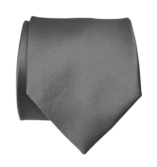 Dark silver solid color dark grey necktie, by Cyberoptix Tie Lab