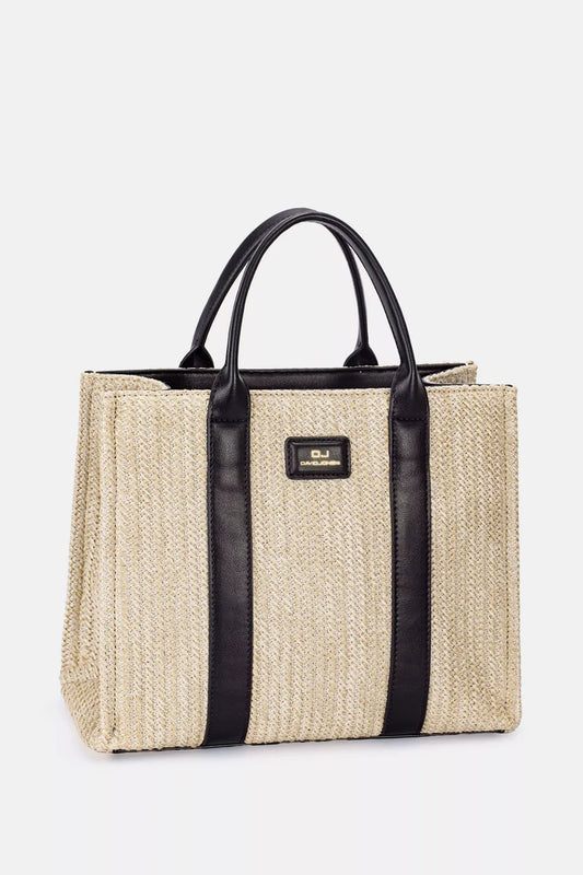 David Jones Square Woven Tote Handbag
