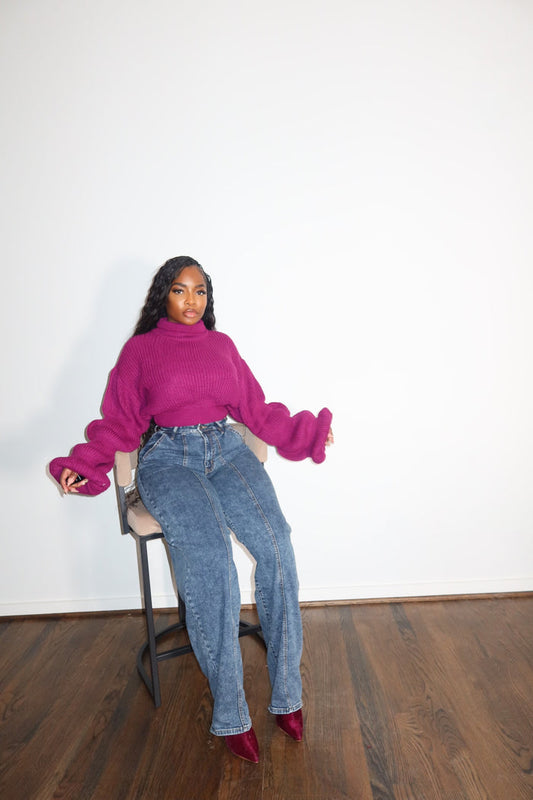Deep purple bubble sweater