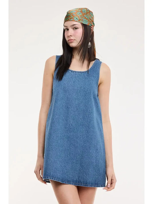 Denim Babydoll Mini Dress - Greige Goods