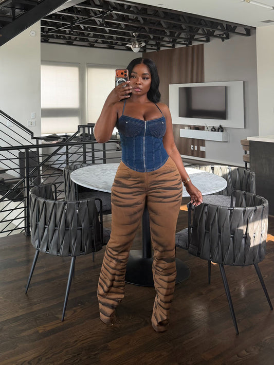 Denim swirl Bustier
