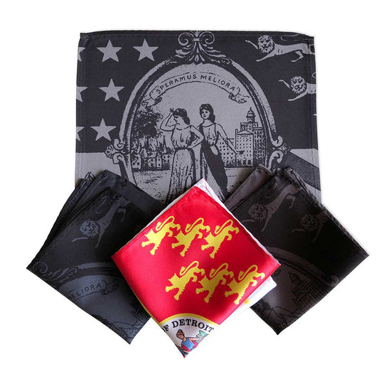 Vintage Detroit City Flag Pocket Squares, by Cyberoptix