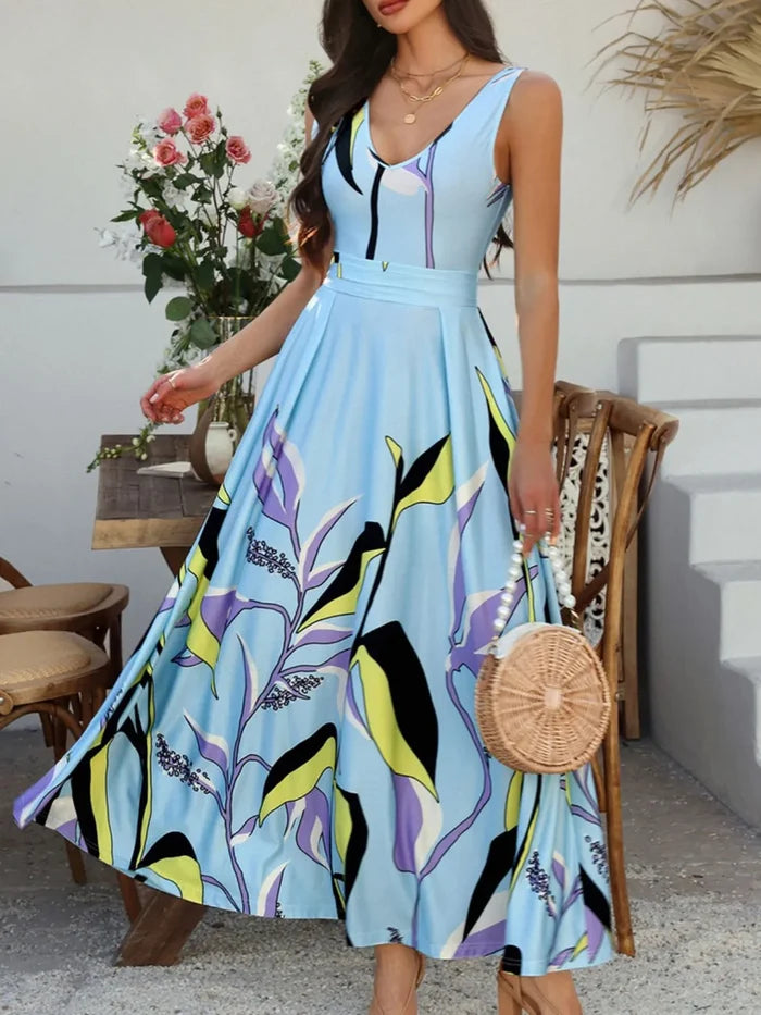 Devine Printed Sleeveless Maxi Dress